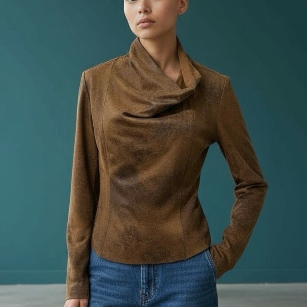Silence + Noise Urban Outfitter Riley Brown Moto Jacket Distressed Vegan Leather